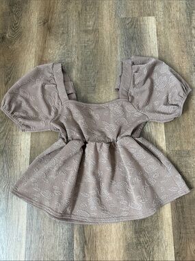 MOD Boutique,Square Neck Puff Sleeve Peplum Top in Mauve